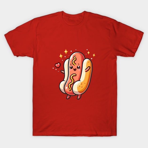 Cute Hotdog Happy T-Shirt by Arief Uchiha